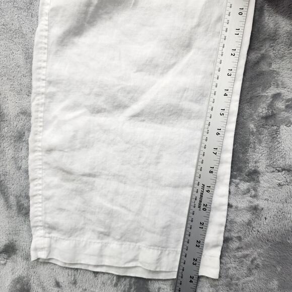 Eileen Fisher Pants Womens S White Organic Linen Wide Leg Cropped Pull On Casual - Picture 8 of 10